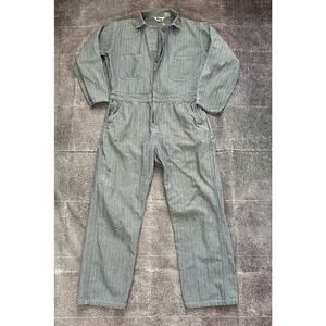 Men's Vintage 70's Key Imperial Herringbone Blue Striped Coverall Jumpsuit Sz M
